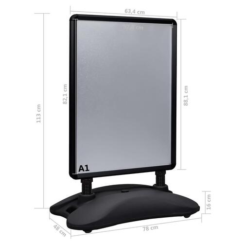 Plakatstativ A1 med fod aluminiumslegering sort