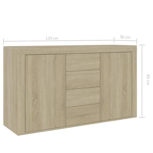 Skænk 120x36x69 cm konstrueret træ sonoma-eg