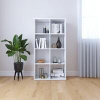 Bogreol/skænk 66x30x130 cm konstrueret træ hvid højglans