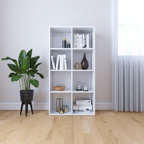 Bogreol/skænk 66x30x130 cm konstrueret træ hvid højglans