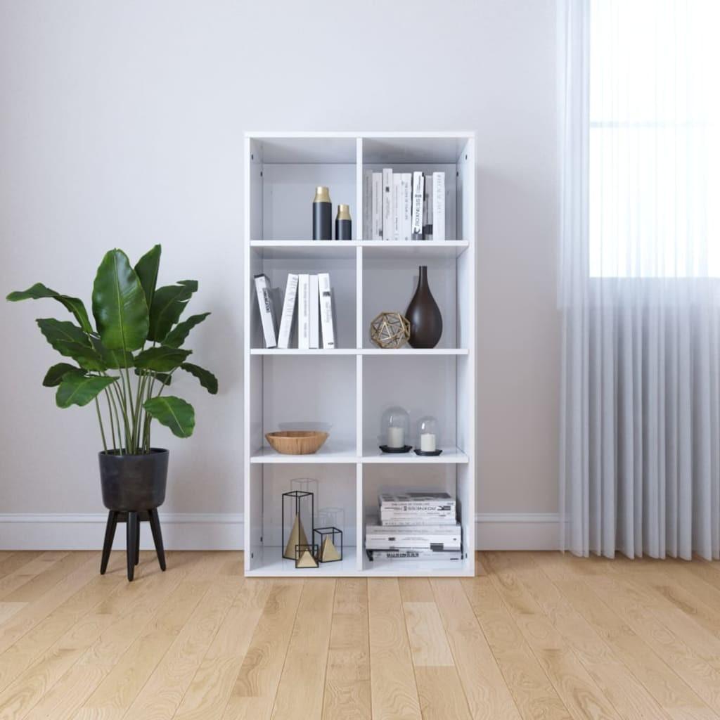 Bogreol/skænk 66x30x130 cm konstrueret træ hvid højglans