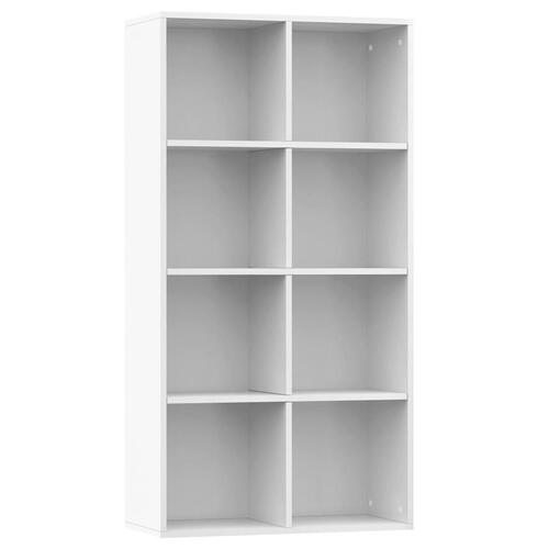 Bogreol/skænk 66x30x130 cm konstrueret træ hvid højglans