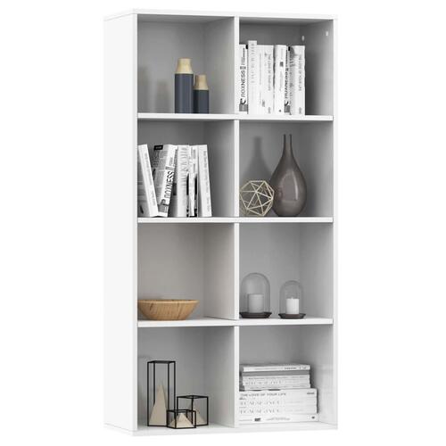 Bogreol/skænk 66x30x130 cm konstrueret træ hvid højglans