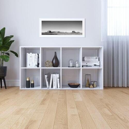 Bogreol/skænk 66x30x130 cm konstrueret træ hvid højglans