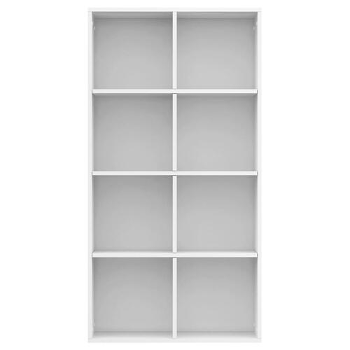 Bogreol/skænk 66x30x130 cm konstrueret træ hvid højglans