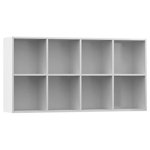 Bogreol/skænk 66x30x130 cm konstrueret træ hvid højglans