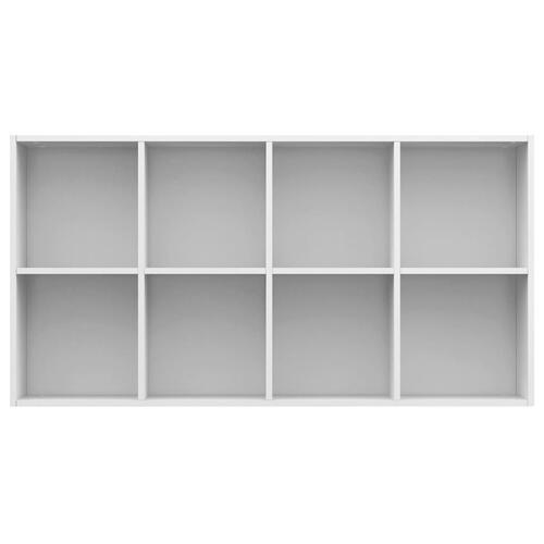 Bogreol/skænk 66x30x130 cm konstrueret træ hvid højglans