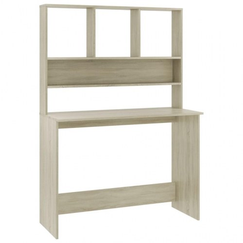 Skrivebord med hylder 110×45×157 cm - konstrueret træ i sonoma-eg
