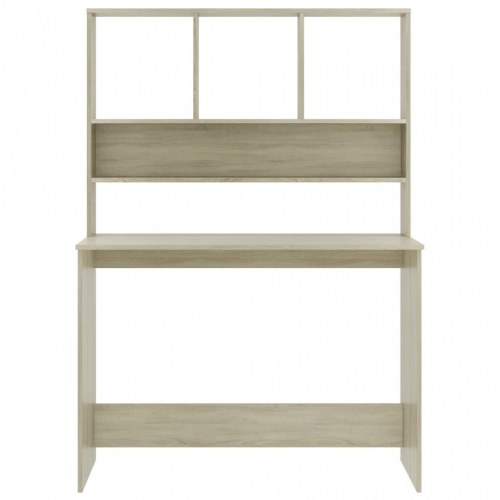 Skrivebord med hylder 110×45×157 cm - konstrueret træ i sonoma-eg