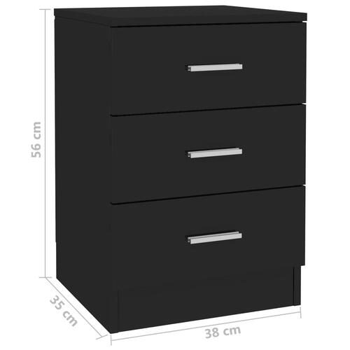 Sengeskabe 2 stk. 38 x 35 x 56 cm spånplade sort højglans