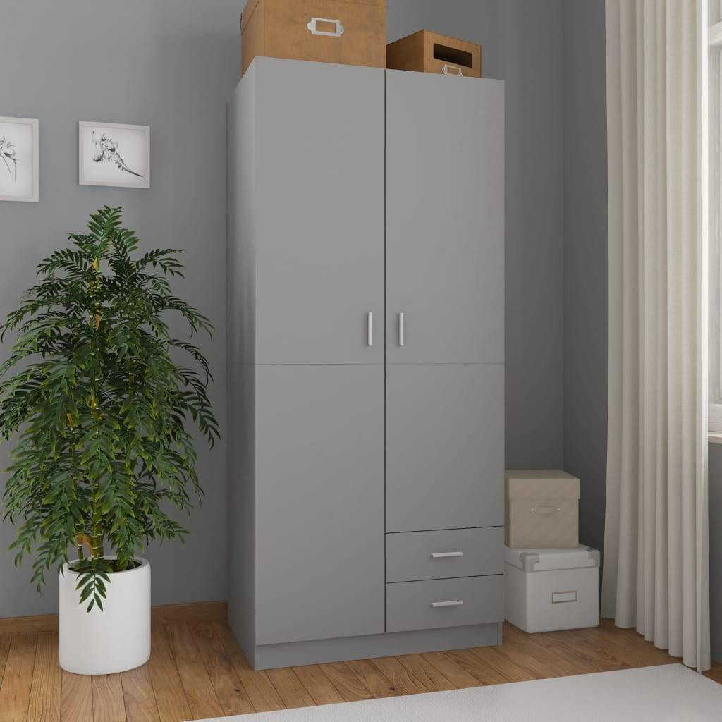 Klædeskab 80 x 52 x 180 cm spånplade grå