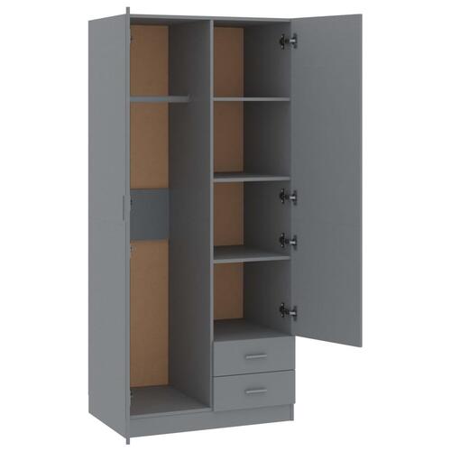 Klædeskab 80 x 52 x 180 cm spånplade grå