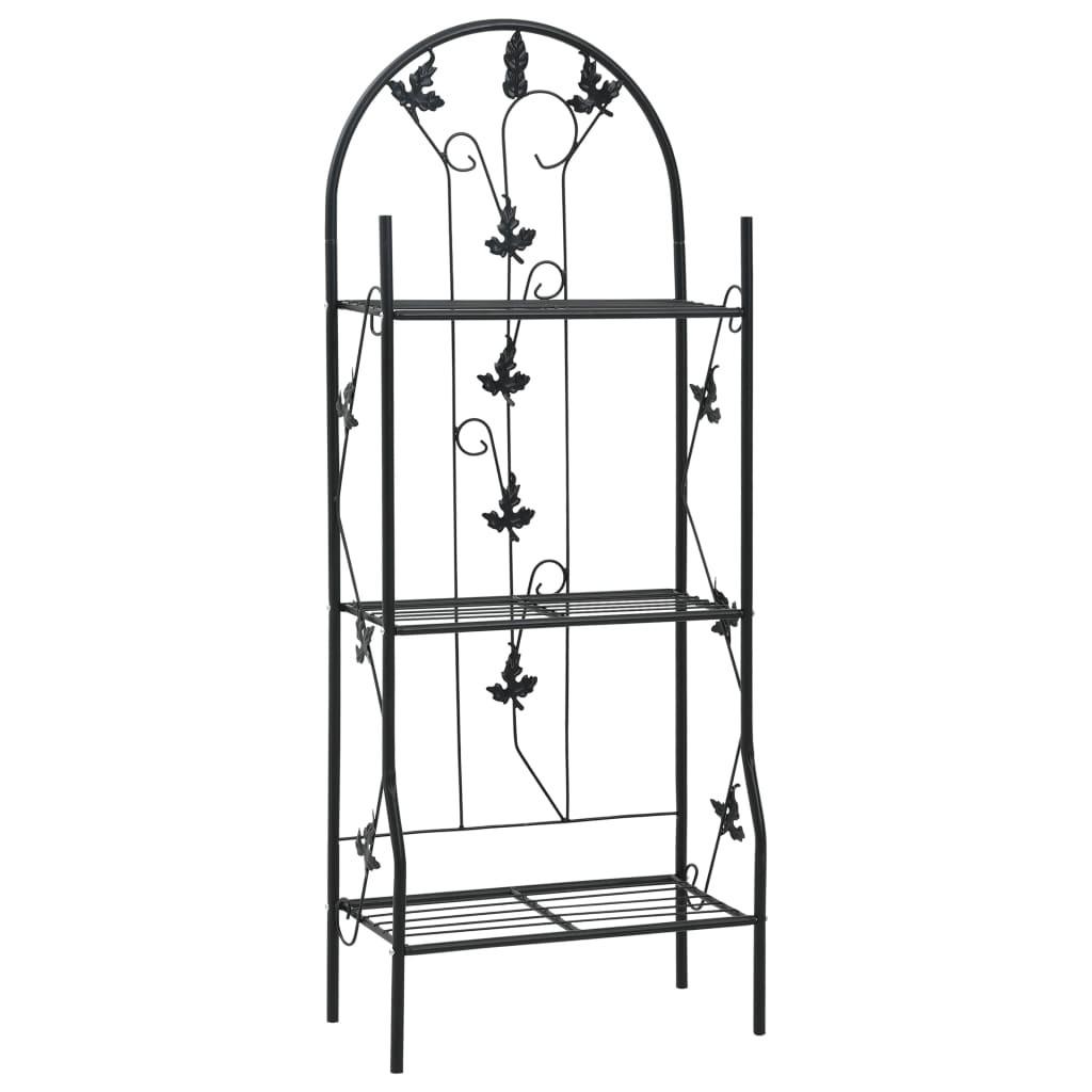 Plantestativ med 3 hylder 52x28x128 cm jern sort