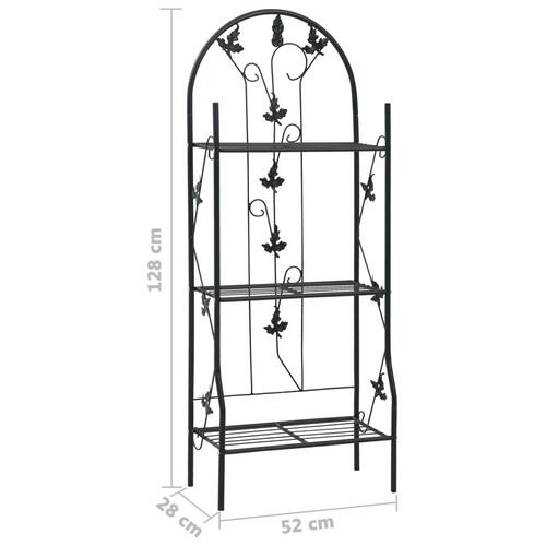 Plantestativ med 3 hylder 52x28x128 cm jern sort