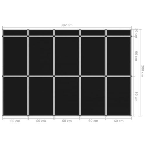 15-panels udstillingsvæg foldbar 302x200 cm sort