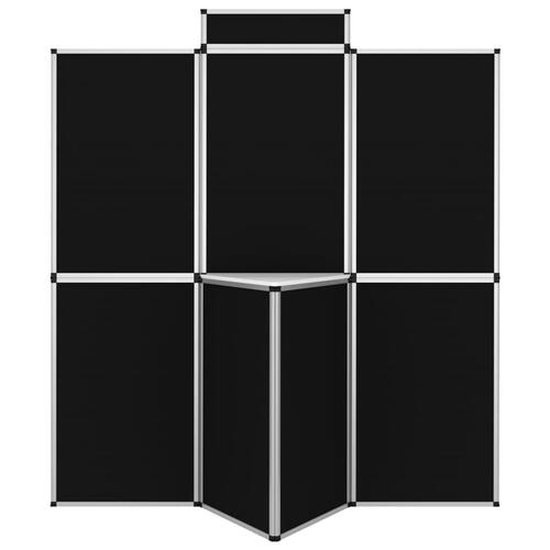 8-panels udstillingsvæg med bord foldbar 181x200 cm sort