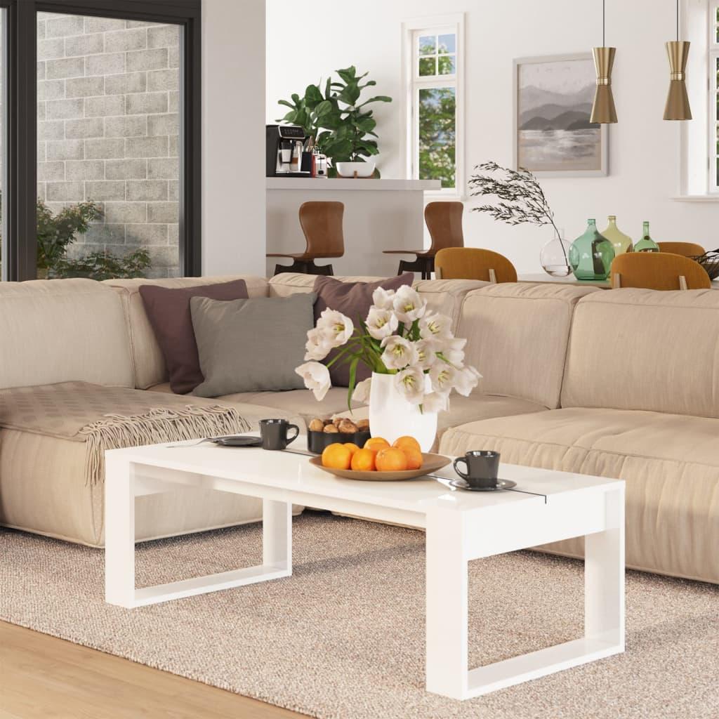 Sofabord 110x50x35 cm spånplade hvid højglans