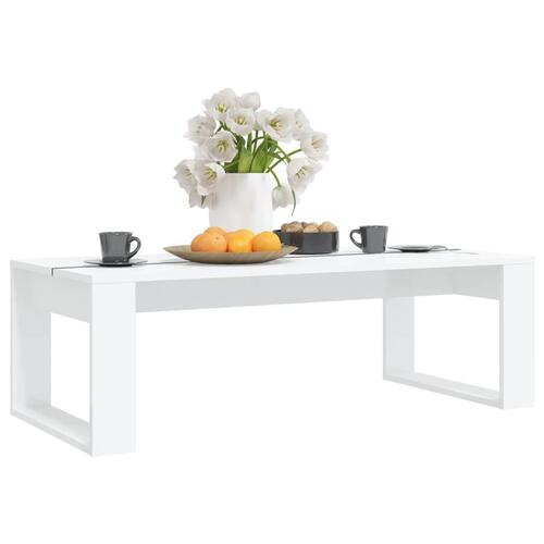 Sofabord 110x50x35 cm spånplade hvid højglans