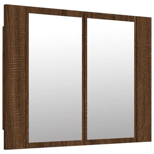 Spejlskab m. LED-lys 60x12x45 cm konstrueret træ brunt eg