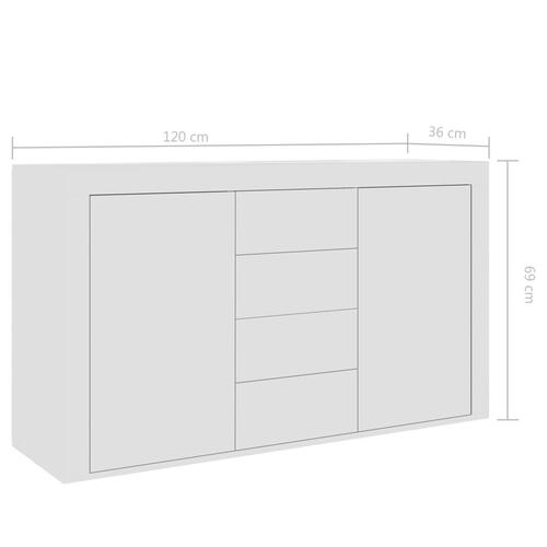 Skænk 120x36x69 cm konstrueret træ hvid