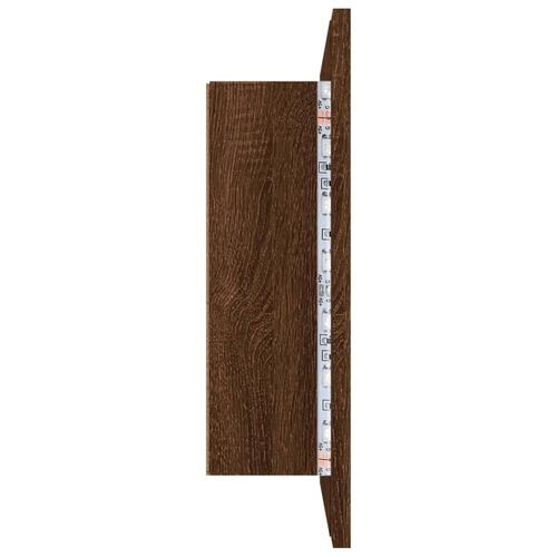 Spejlskab m. LED-lys 60x12x45 cm konstrueret træ brunt eg