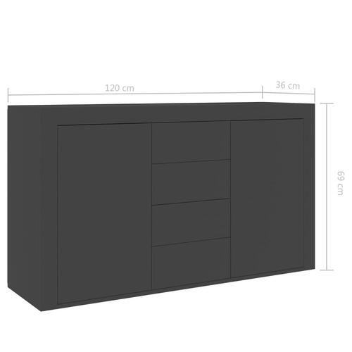 Skænk 120x36x69 cm spånplade grå