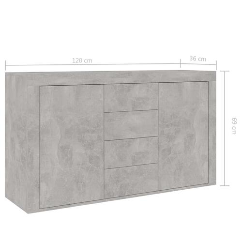Skænk 120x36x69 cm konstrueret træ betongrå