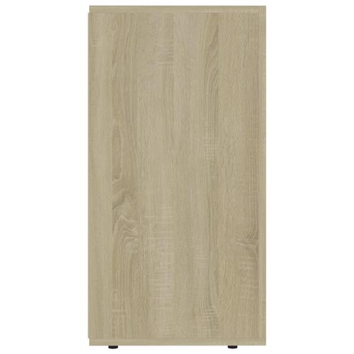 Skænk 120x36x69 cm spånplade hvid og sonoma-eg