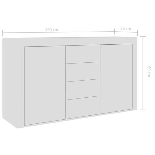 Skænk 120x36x69 cm konstrueret træ hvid højglans
