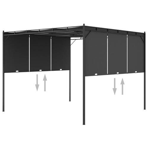 Havepavillon med gardin 3x3x2,25m antracitgrå