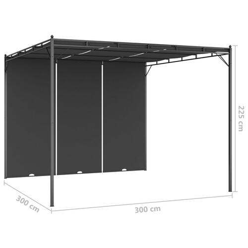 Havepavillon med gardin 3x3x2,25m antracitgrå