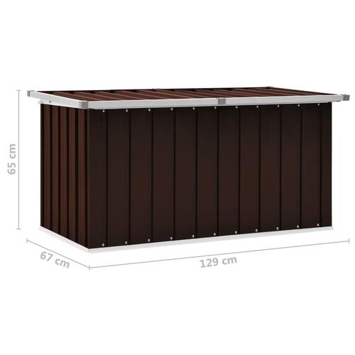 Opbevaringskasse til haven 129x67x65 cm brun