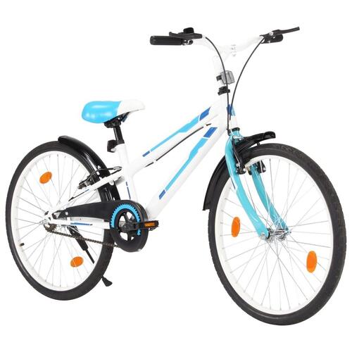 Børnecykel 24 tommer blå og hvid