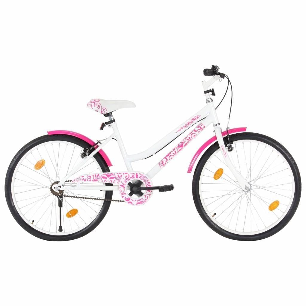 Børnecykel 24 tommer lyserød og hvid