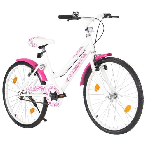 Børnecykel 24 tommer lyserød og hvid