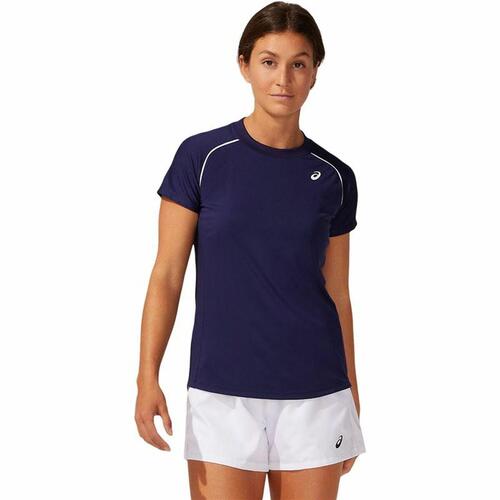 Kortærmet T-shirt til Kvinder Asics Court Piping Blå XS