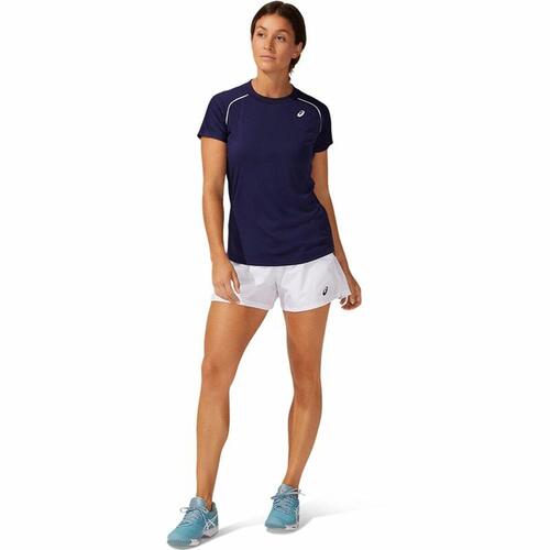 Kortærmet T-shirt til Kvinder Asics Court Piping Blå XS