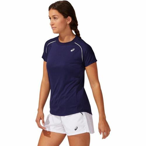 Kortærmet T-shirt til Kvinder Asics Court Piping Blå XS