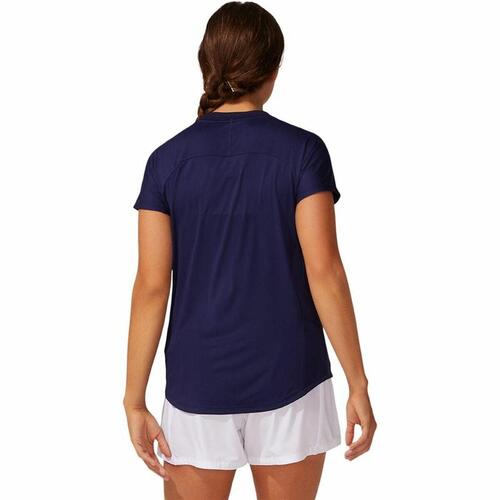 Kortærmet T-shirt til Kvinder Asics Court Piping Blå XS