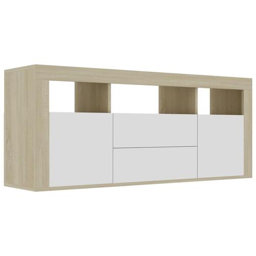Tv-skab 120x30x50 cm spånplade hvid og sonoma-eg