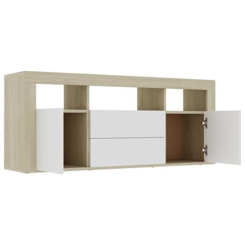 Tv-skab 120x30x50 cm spånplade hvid og sonoma-eg