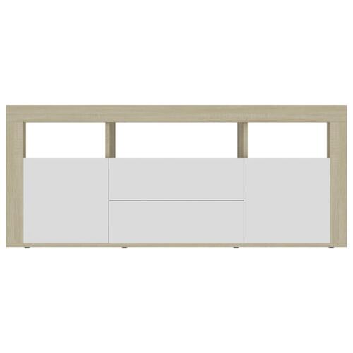 Tv-skab 120x30x50 cm spånplade hvid og sonoma-eg