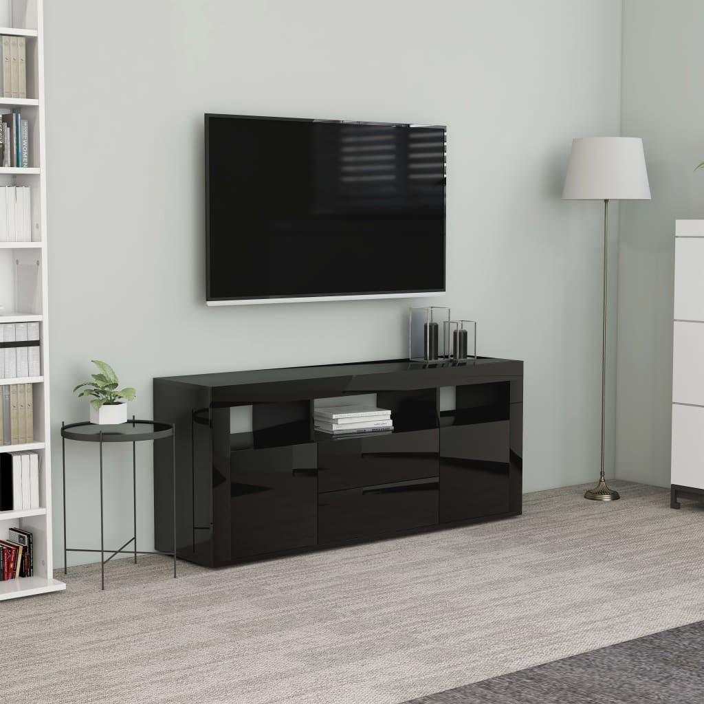 Tv-bord 120x30x50 cm konstrueret træ sort højglans