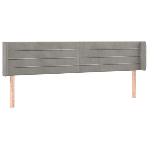 Sengegavl med kanter 183×16×78/88 cm i fløjl - lysegrå