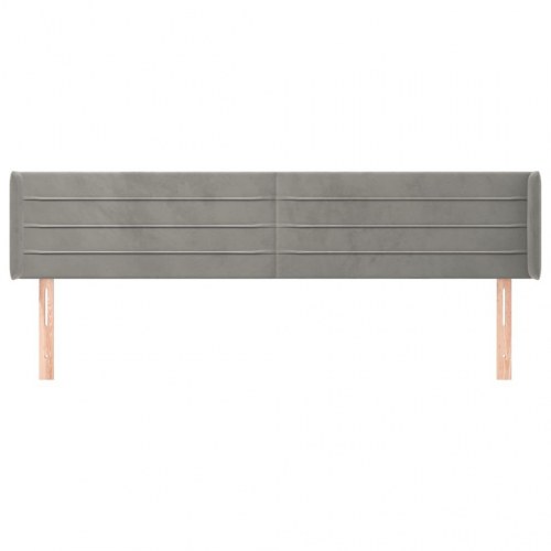 Sengegavl med kanter 183×16×78/88 cm i fløjl - lysegrå