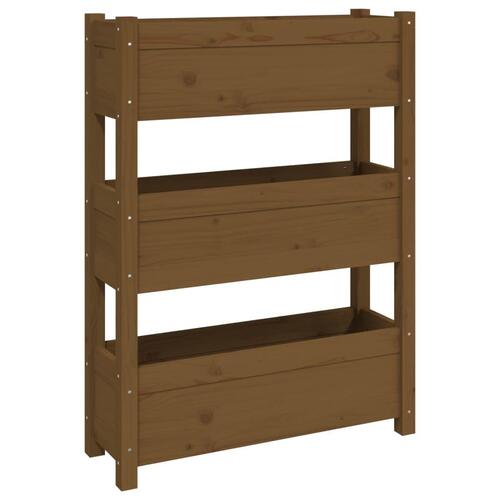 Plantekasse 77x25x104,5 cm massivt fyrretræ gyldenbrun
