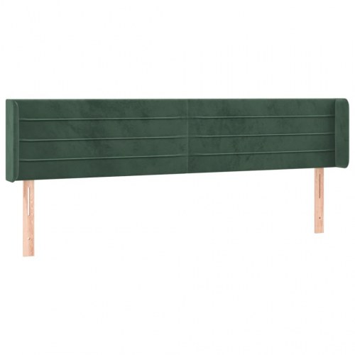 Sengegavl med kanter 183×16×78/88 cm - fløjl, mørkegrøn