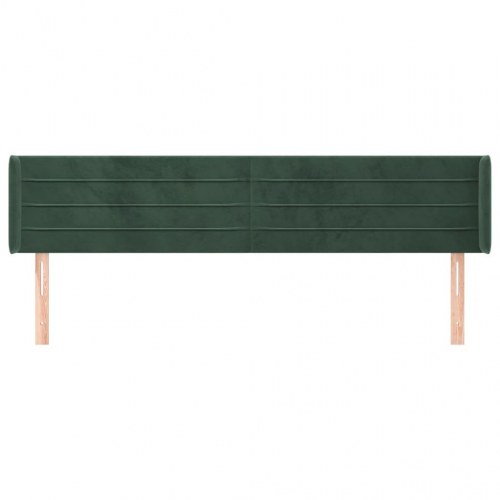 Sengegavl med kanter 183×16×78/88 cm - fløjl, mørkegrøn