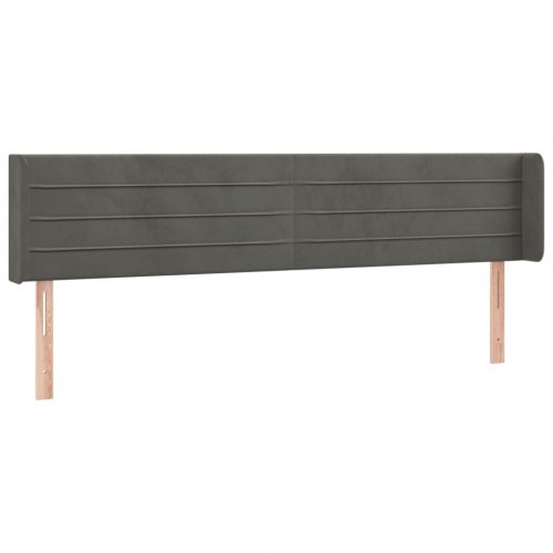 Sengegavl med kanter 183×16×78/88 cm - fløjl, mørkegrå