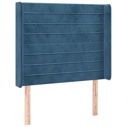 Sengegavl med kanter i fløjl - 93×16×118/128 cm, mørkeblå